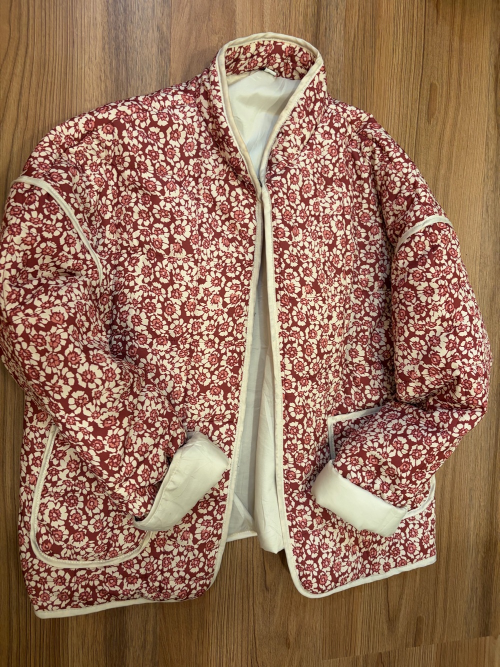 Quilted Floral Jacket (Red & Cream) Size Small